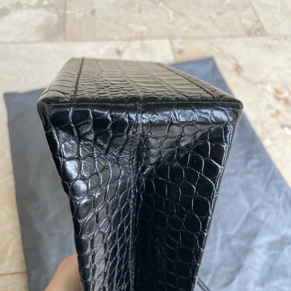 RARE BALENCIAGA Preowned Everyday XXS Shopping Tote Black embossed crocodile - Picture 12 of 16